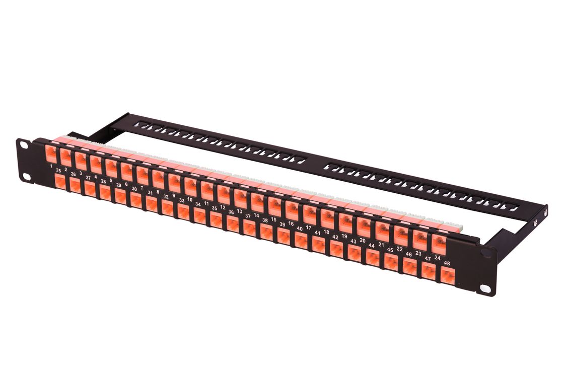 UTP CAT6A Network Patch Panel 1U 48 Port Modular Patch Panel